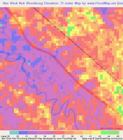 Ban Khok Nok Khunthong,Thailand Elevation Map