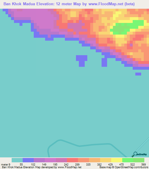 Ban Khok Madua,Thailand Elevation Map