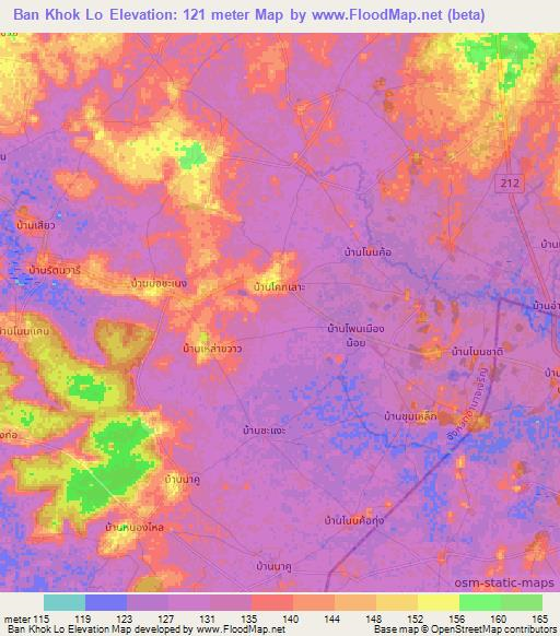 Ban Khok Lo,Thailand Elevation Map