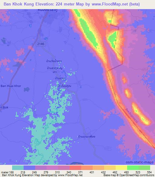 Ban Khok Kung,Thailand Elevation Map