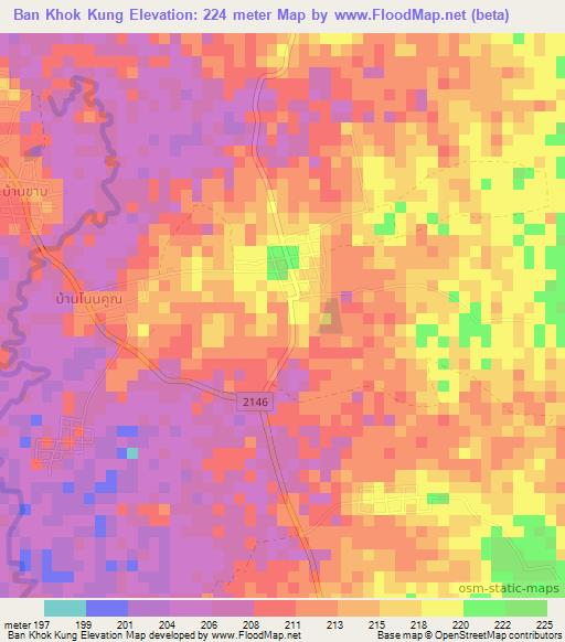 Ban Khok Kung,Thailand Elevation Map
