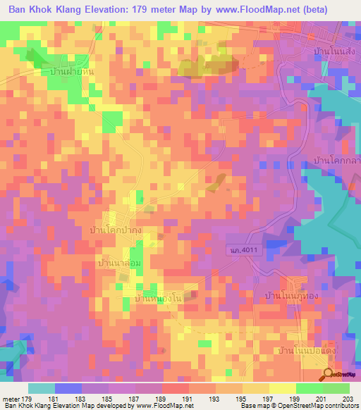 Ban Khok Klang,Thailand Elevation Map