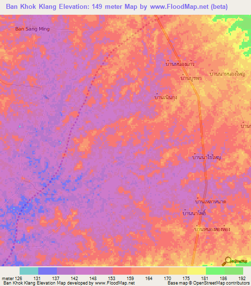 Ban Khok Klang,Thailand Elevation Map
