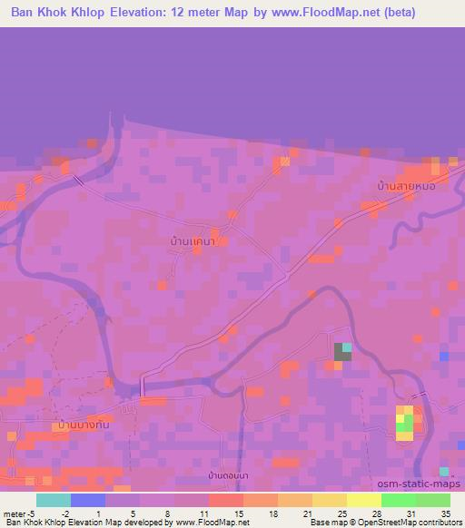 Ban Khok Khlop,Thailand Elevation Map