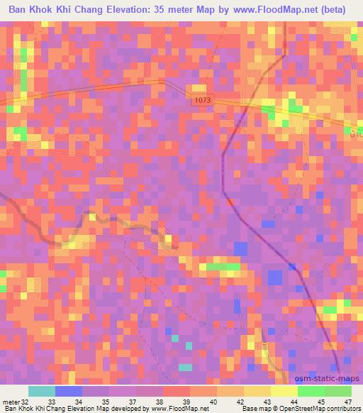 Ban Khok Khi Chang,Thailand Elevation Map