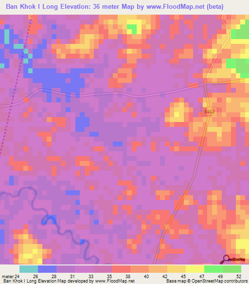 Ban Khok I Long,Thailand Elevation Map