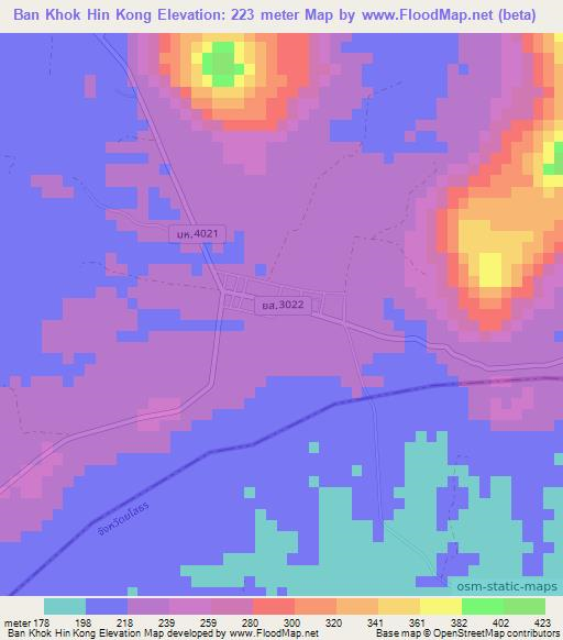 Ban Khok Hin Kong,Thailand Elevation Map
