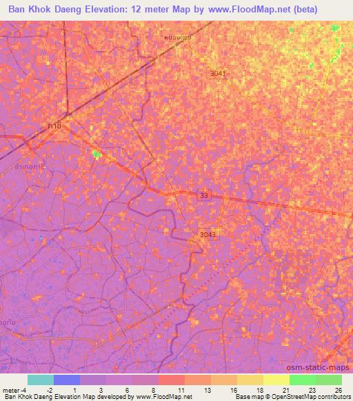 Ban Khok Daeng,Thailand Elevation Map