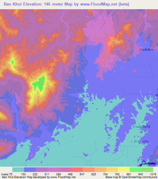 Ban Khoi,Thailand Elevation Map