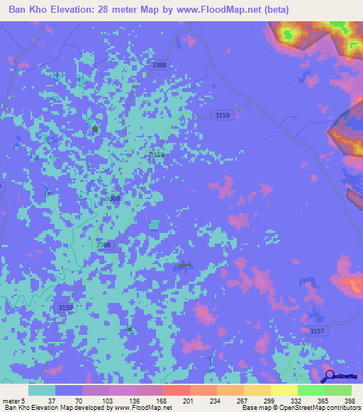 Ban Kho,Thailand Elevation Map
