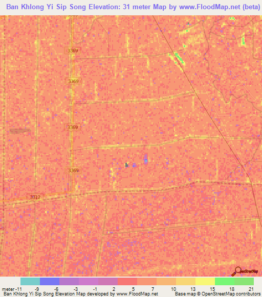 Ban Khlong Yi Sip Song,Thailand Elevation Map