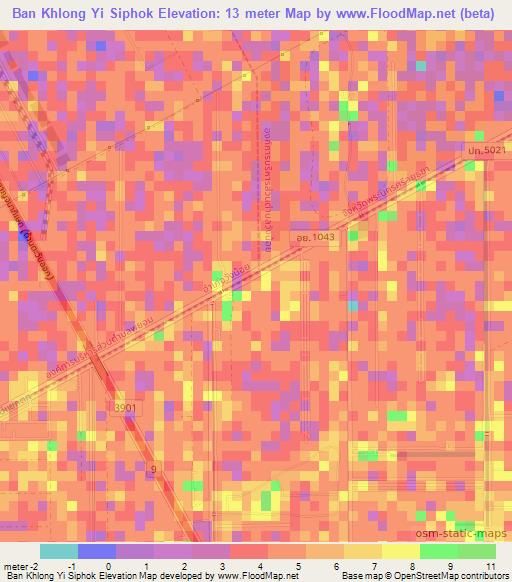 Ban Khlong Yi Siphok,Thailand Elevation Map
