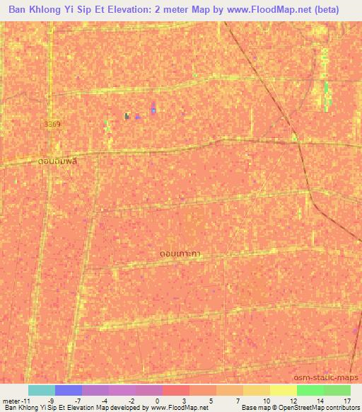 Ban Khlong Yi Sip Et,Thailand Elevation Map
