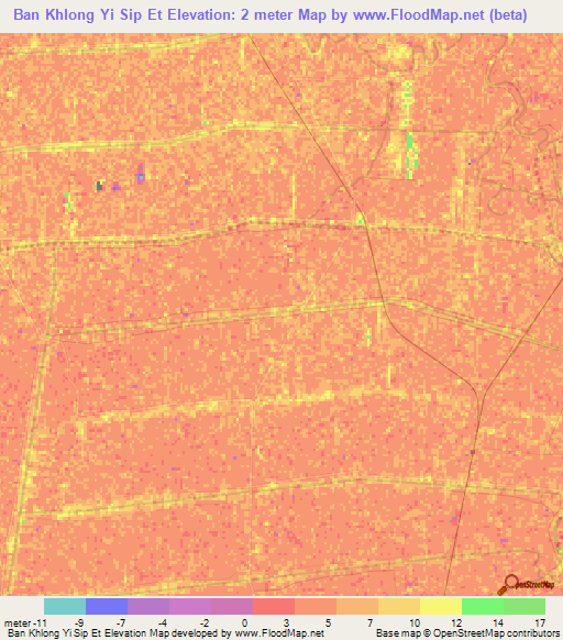 Ban Khlong Yi Sip Et,Thailand Elevation Map
