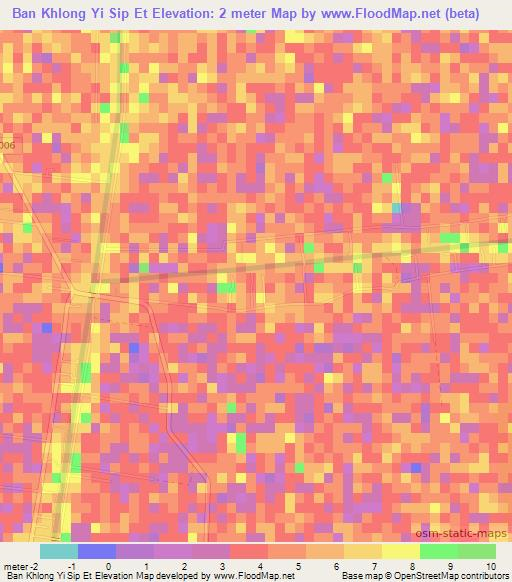 Ban Khlong Yi Sip Et,Thailand Elevation Map