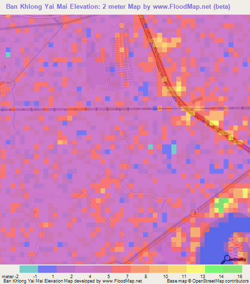 Ban Khlong Yai Mai,Thailand Elevation Map