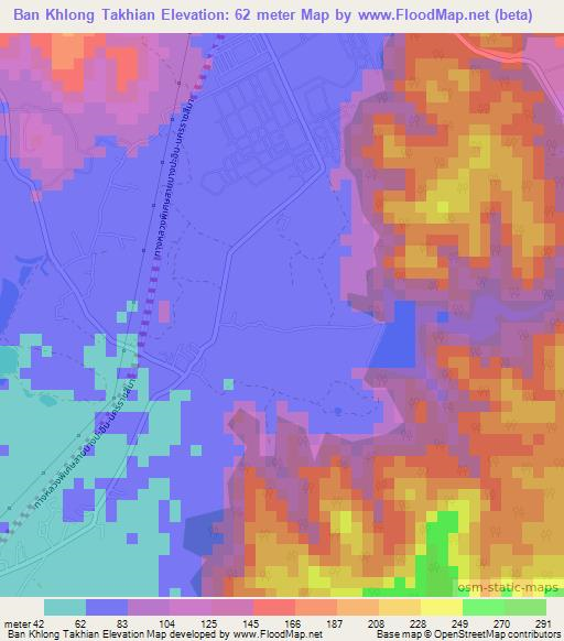 Ban Khlong Takhian,Thailand Elevation Map