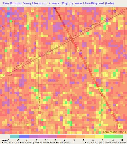 Ban Khlong Song,Thailand Elevation Map