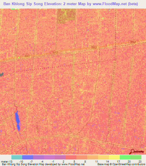 Ban Khlong Sip Song,Thailand Elevation Map