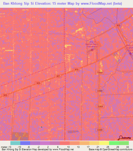 Ban Khlong Sip Si,Thailand Elevation Map