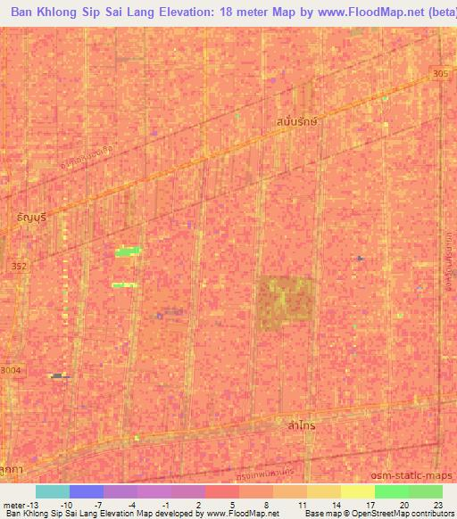 Ban Khlong Sip Sai Lang,Thailand Elevation Map