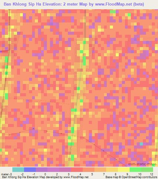 Ban Khlong Sip Ha,Thailand Elevation Map