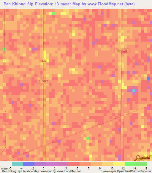 Ban Khlong Sip,Thailand Elevation Map