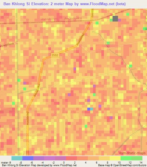 Ban Khlong Si,Thailand Elevation Map