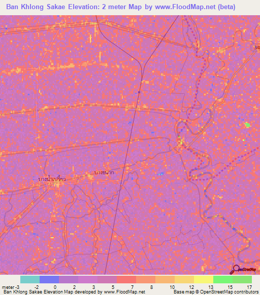 Ban Khlong Sakae,Thailand Elevation Map