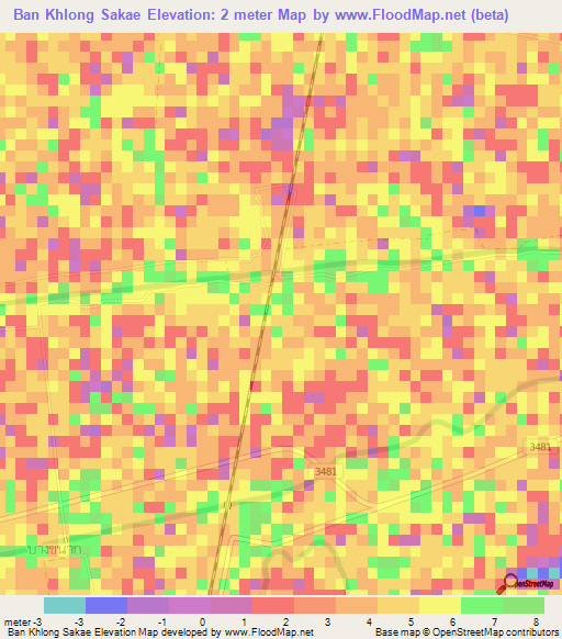 Ban Khlong Sakae,Thailand Elevation Map