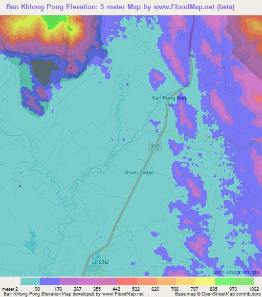 Ban Khlong Pong,Thailand Elevation Map