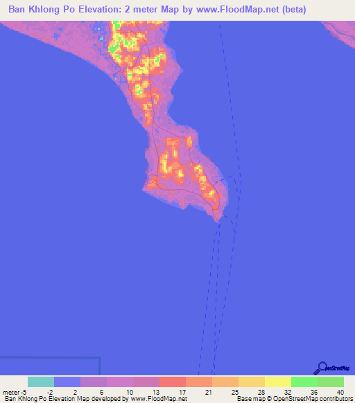 Ban Khlong Po,Thailand Elevation Map