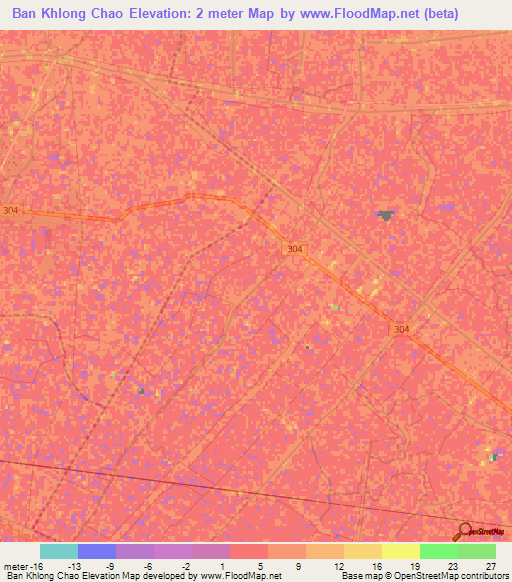 Ban Khlong Chao,Thailand Elevation Map