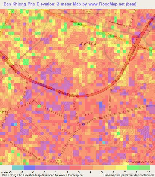 Ban Khlong Pho,Thailand Elevation Map