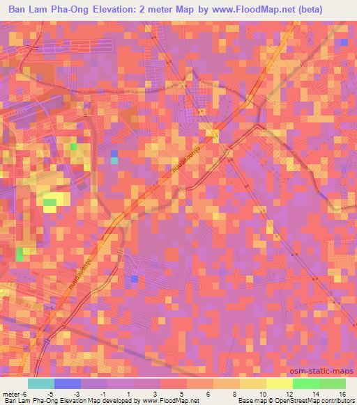 Ban Lam Pha-Ong,Thailand Elevation Map