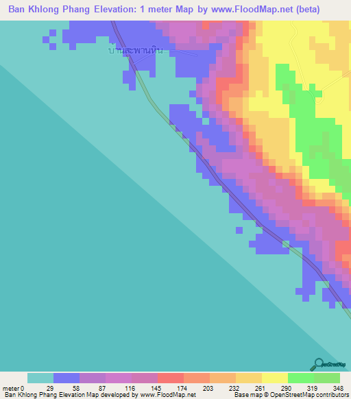 Ban Khlong Phang,Thailand Elevation Map