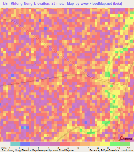 Ban Khlong Nung,Thailand Elevation Map