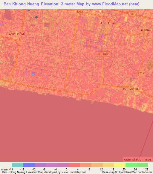 Ban Khlong Nueng,Thailand Elevation Map
