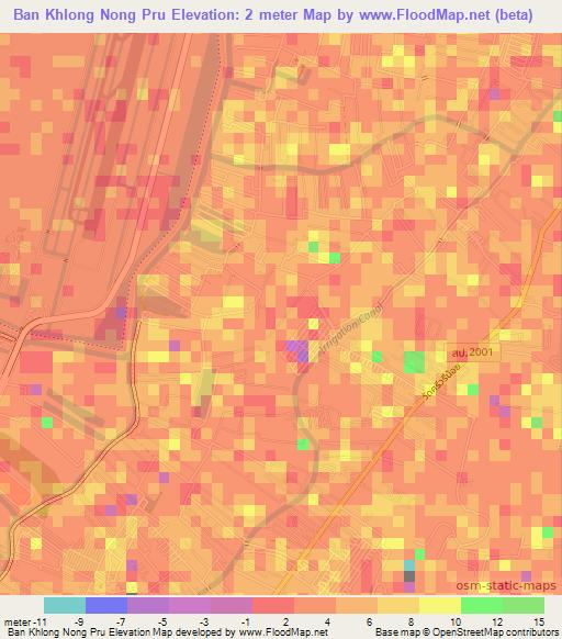 Ban Khlong Nong Pru,Thailand Elevation Map