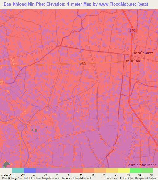 Ban Khlong Nin Phet,Thailand Elevation Map