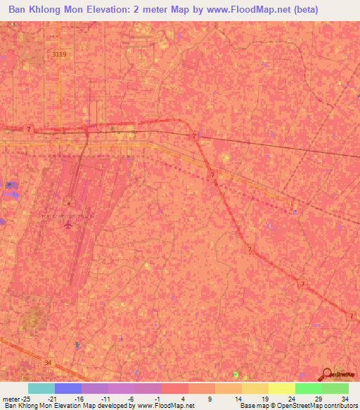 Ban Khlong Mon,Thailand Elevation Map