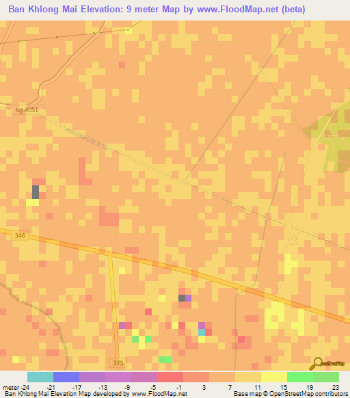 Ban Khlong Mai,Thailand Elevation Map
