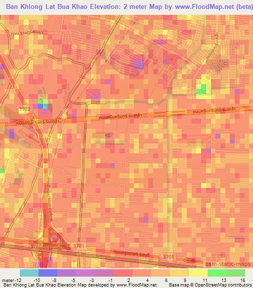 Ban Khlong Lat Bua Khao,Thailand Elevation Map