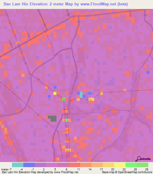 Ban Lam Hin,Thailand Elevation Map