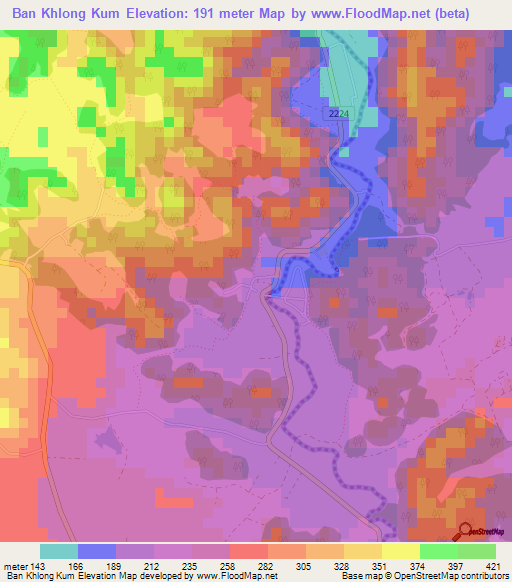 Ban Khlong Kum,Thailand Elevation Map