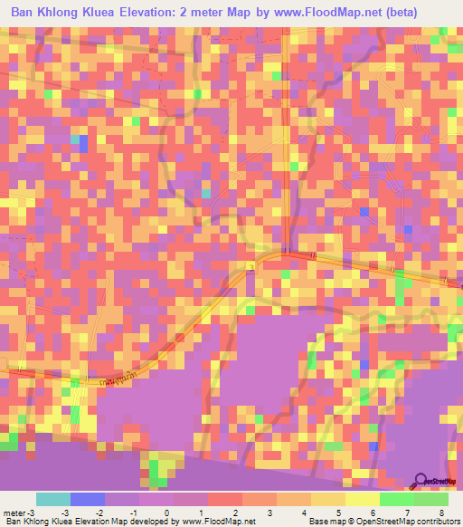 Ban Khlong Kluea,Thailand Elevation Map