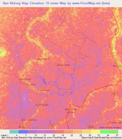 Ban Khlong Kiap,Thailand Elevation Map