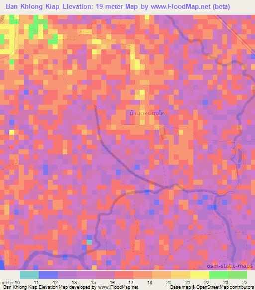 Ban Khlong Kiap,Thailand Elevation Map