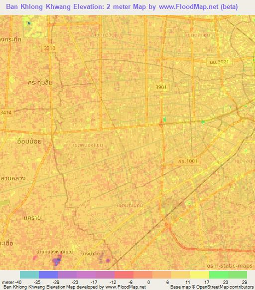 Ban Khlong Khwang,Thailand Elevation Map