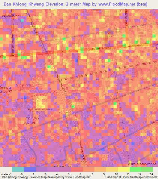 Ban Khlong Khwang,Thailand Elevation Map